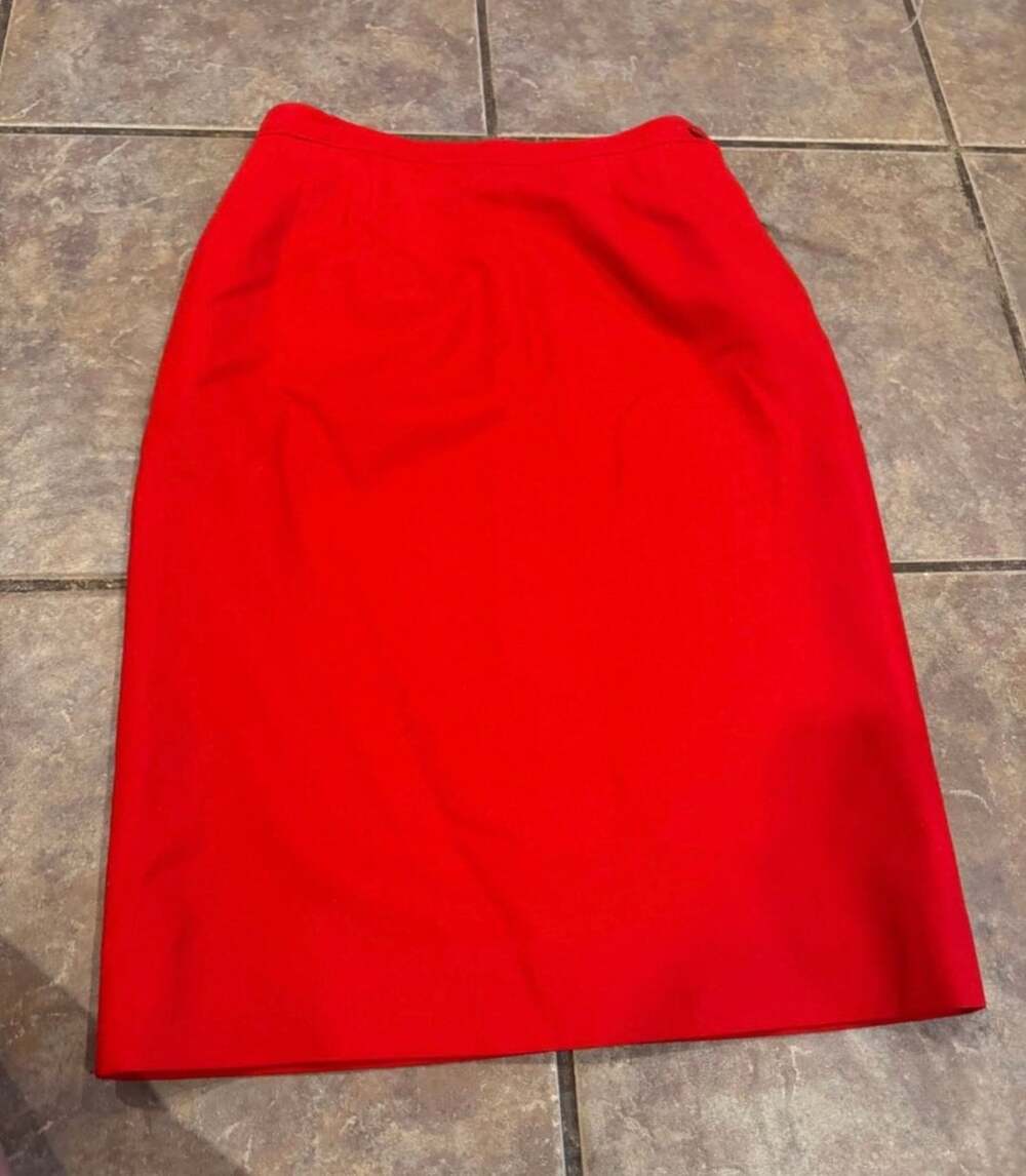 Vintage Pendleton Wool Pencil Skirt Size 10 Red Virgin Wool Midi